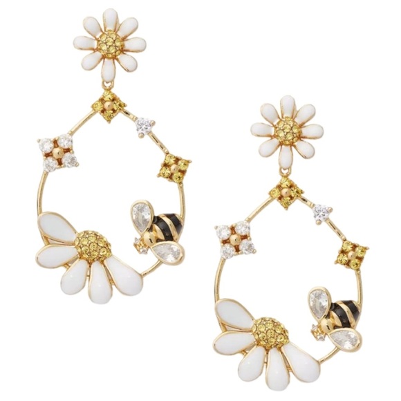 KATE SPADE • Dazzling Daisies Bee Statement Hoop Earrings - Picture 1 of 5